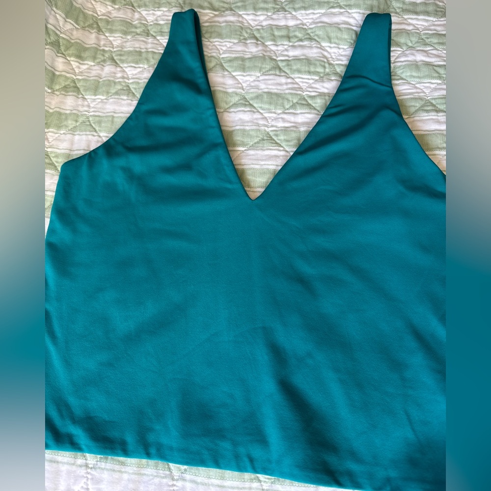 Teal v neck top